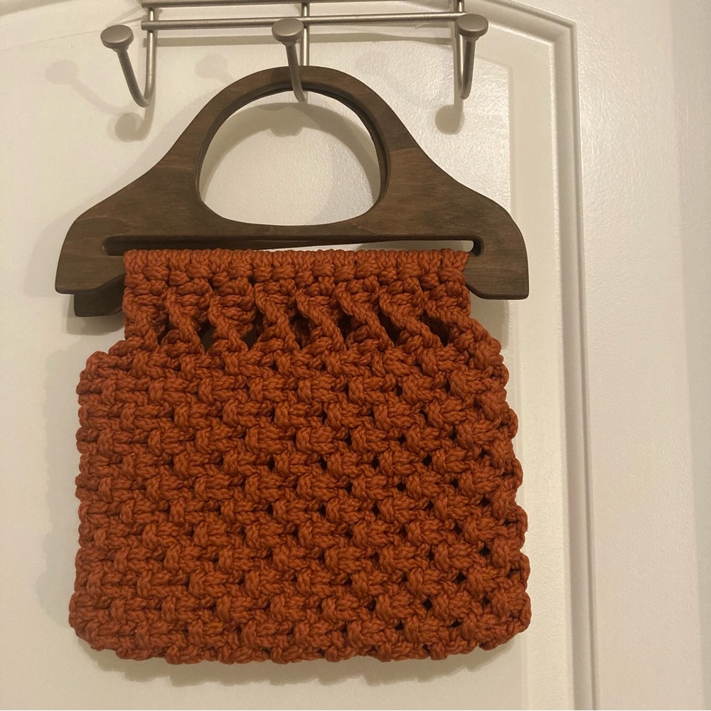 Vintage Orange Macrame Clutch